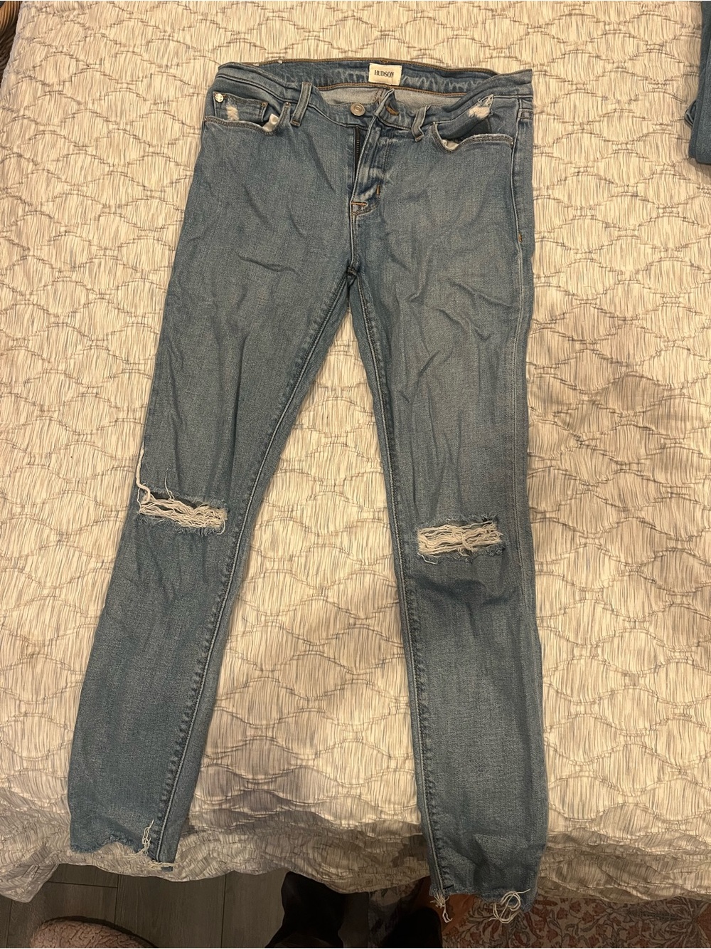 Hudson Jeans Light Blue Skinny Distressed Knee Jeans